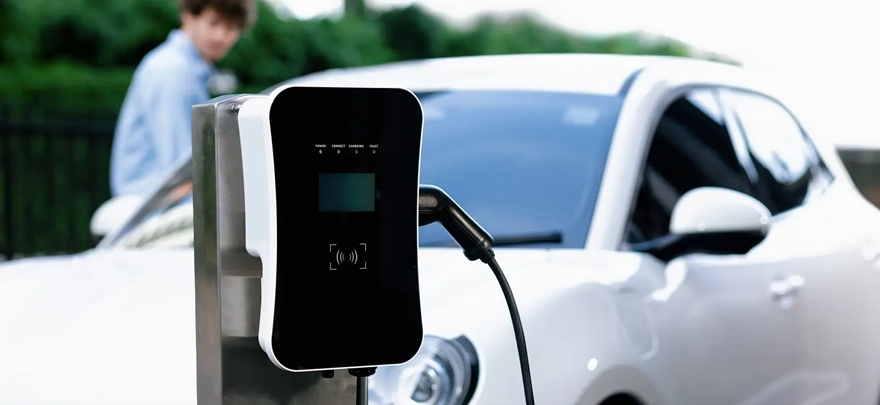 Closeup of the electric vehicle charger