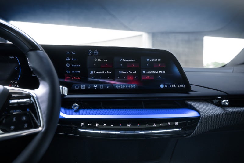 The 2026 OPTIQ-V Display Screen Displaying the V-Mode Settings | Cadillac of Norwood in Norwood MA