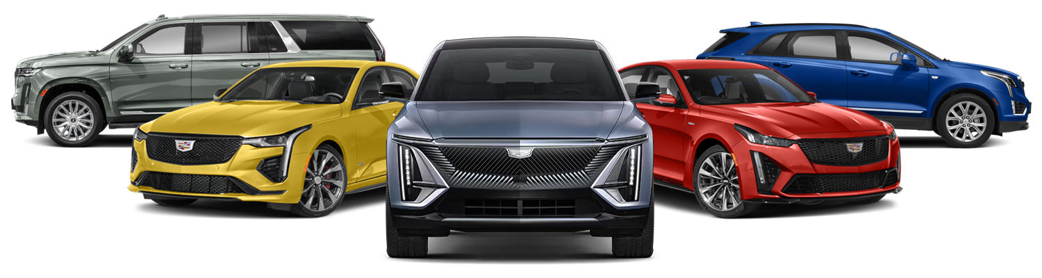 A line up of Cadillac cars